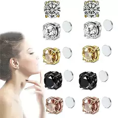 Longrui Cross-Border Hot-Selling Fake Earrings for Men and Women Without Pierced Ears, Zircon Earrings, Zircon Magnet Ear Clips, Earrings Manufacturers Wholesale