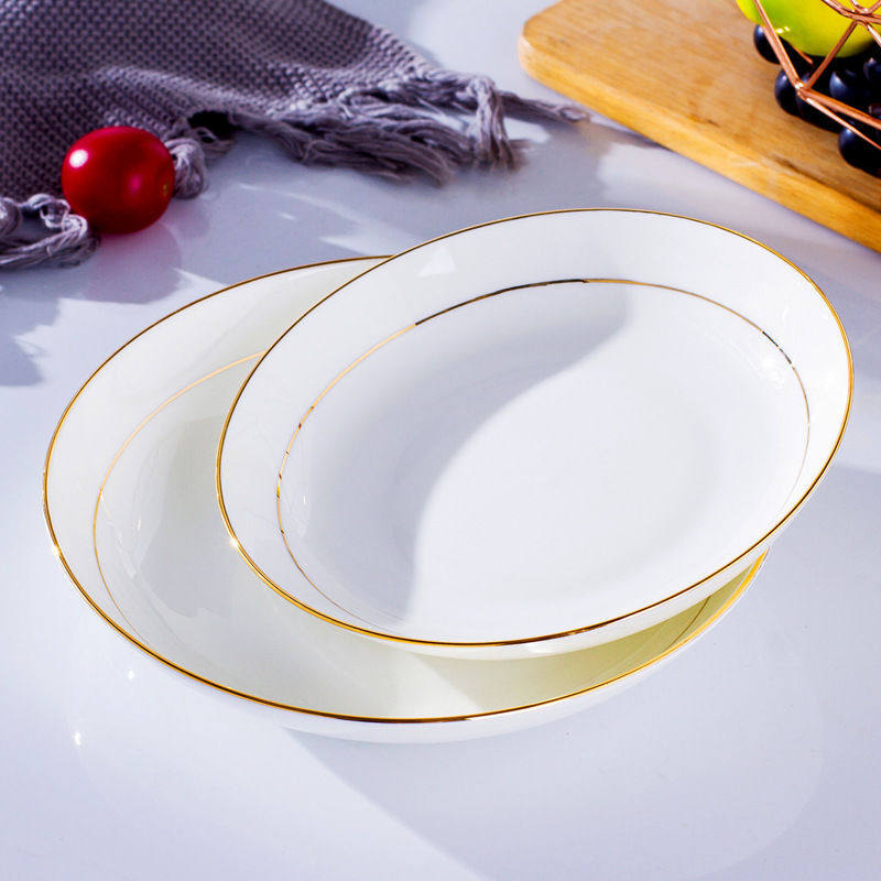 Plate Jingdezhen Ceramic Tableware Plate Household Dish Plate 8inch Rice Plate Round Plate Deep Plate Ceramic Dinner Plate Saucer