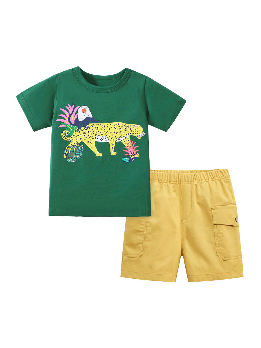 Fabrik-Jungen-Set Großhandel, Kinder-Outfit, Sommer-Cartoon-Tier-Kinderkleidung