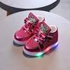 Factory Direct Supply Girls' Princess Shoes with Rhinestones, Breathable Light-Up Shoes, Children's Sports Shoes, Casual Shoes for Boys and Girls with Led Lights