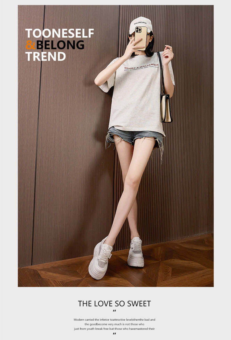 Giày platform nữ đế xuồng trắng thoáng khí, gót siêu cao 8 cm, mũi tròn, dây buộc phía trước — Xanh dương, Hồng, Xám, Trắng chi tiết 21