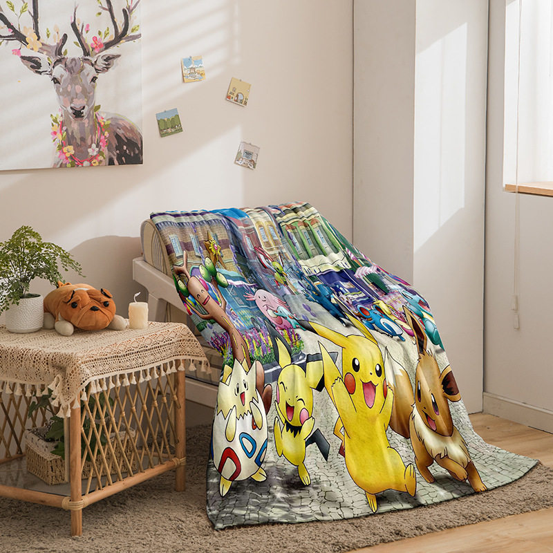 Pikachu double-sided flannel single-sided digital printing blanket cover blanket air conditioning is made by a generation of pictures