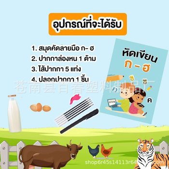 Cross-border Thai Word Practising Stickers Thai Children's Groove Copybook Preschool Hard Pen Word Practising Stickers Magic Thai Word Stickers
