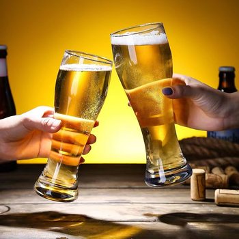 Home Beer Cup Large Size Fine Brewing Apricot Cup Personalized Wheat Cup Bar High-end Thick Waist Beer Cup Set