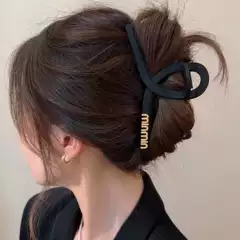 Frosted min letter clip female black simple temperament hairpin back head large shark clip ins All-match clip