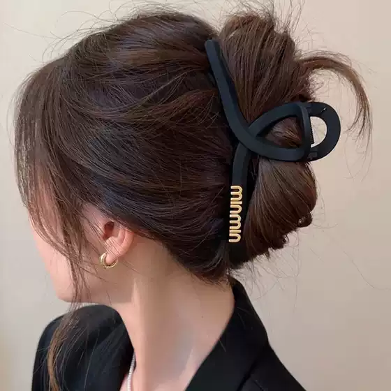 Frosted min letter clip female black simple temperament hairpin back head large shark clip ins All-match clip