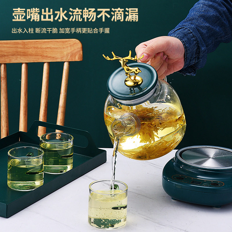 Split smart glass kettle transparent glass kettle flower teapot mini tea maker automatic insulation gift