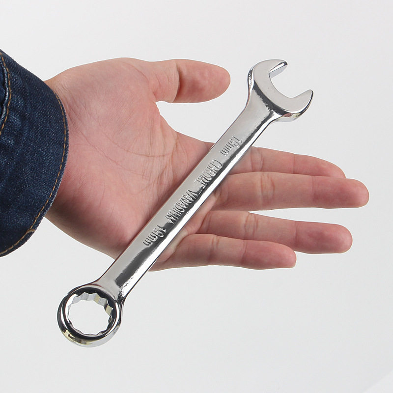 梅花开口两用镜面45#碳钢扳手精抛镀铬呆梅双头中性手动扳手汽修