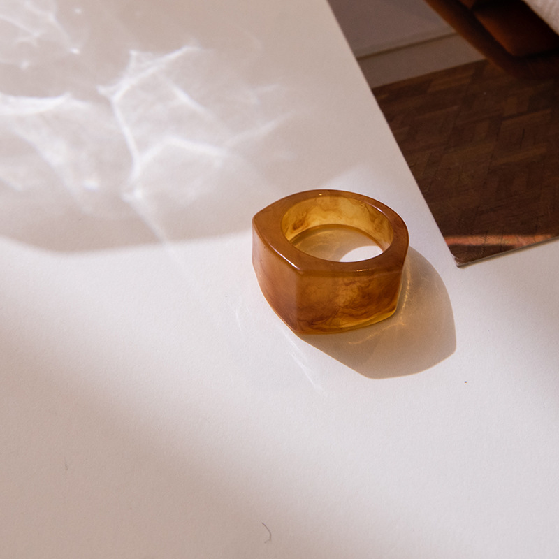 现货树脂醋酸戒指女混合彩色圆形方形指环套装外贸内销指圈批发