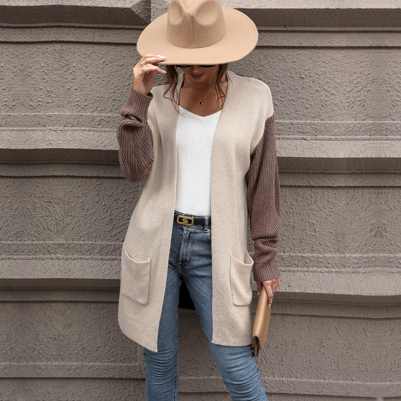 Womens Color Block Cardigan Long Sleeve Autumn Style Cozy Knit Wholesale Available factory direct
