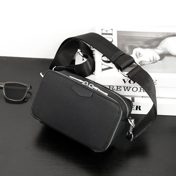 2024 New Korean Style Casual Men's Shoulder Bag Street Fashionable Small Satchel Horizontal Youth Small Backpack Fashionable Bag Batch