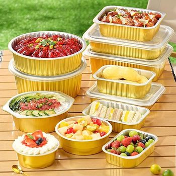 Factory wholesale take-out aluminum foil foil packing box rectangular box size disposable aluminum foil bowl food grade