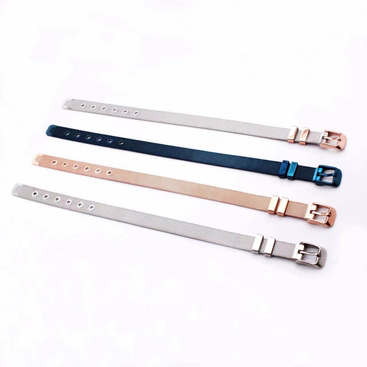 European and American Explosions Titanium Steel Mesh Band Bracelet 6-16mm Stainless Steel Watch Band Bracelet Adjustable Mesh Band Bracelet for Men and Women