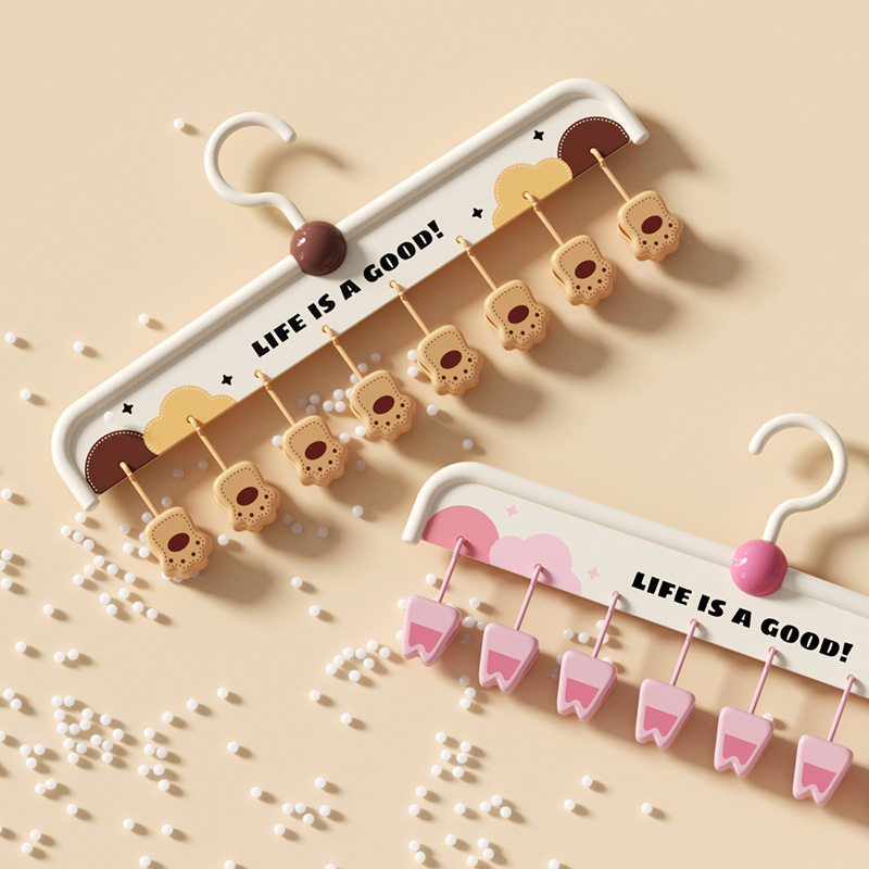 [Patented Model]Animal Sock Clips Multi-Clip Clothes Drying Rack Non-Slip Seamless Drying Rack Underwear Hanger