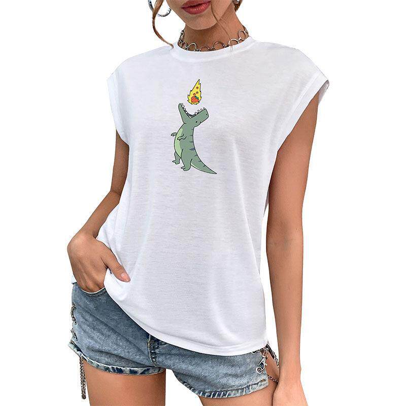 Vintage White American T Shirt Summer Casual Style Retro Design Comfortable Fit Womens Fashion Top Wholesale
