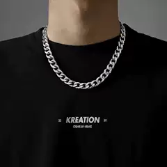 Titanium Steel Non-Fading Thick Chain Cuban Chain Necklace Men's Trendy Brand Hiphop European and American Hip-Hop Simple Sweatshirt Chain Accessories