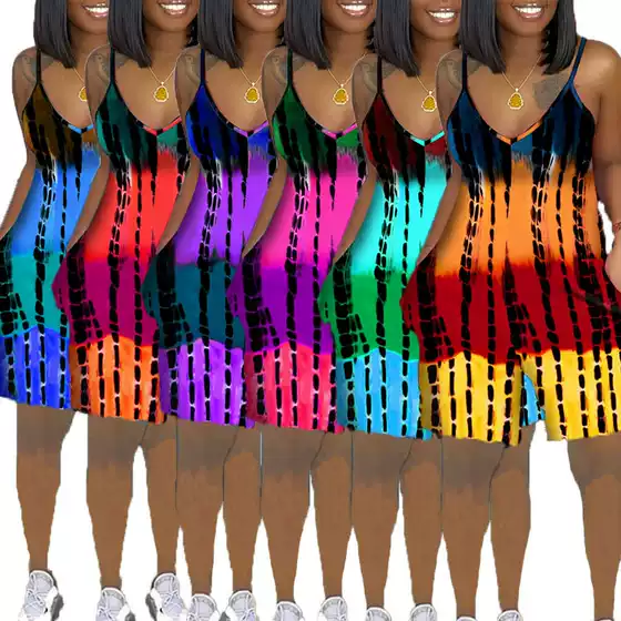Summer Tie-Dye Deep V-Neck Loose-Fit Romper Jumpsuit Shorts for Women - BoHo Style for Amazon, Independent Site & Instagram, Imported Festival Clothing