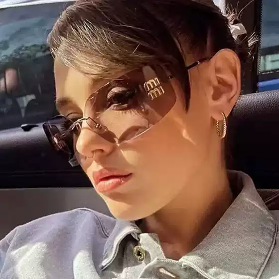 Kedun European and American Frameless Slimming High-End Sunglasses 2024 New Retro Internet Celebrity Sunglasses Millennium Hot Girl Style