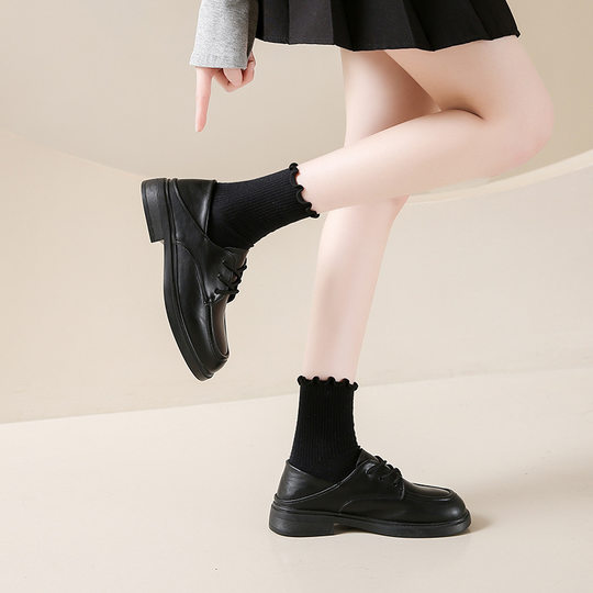 Mei Manlin British Style Soft Bottom Lace-up Small Leather Shoes New Retro Two-wear Single-layer Shoes Women's Thick Bottom Loafers