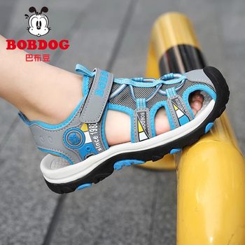 Babu Bean Children's Shoes Boys Sandals 2025 New Summer Baotou Non-slip Velcro Boys Middle and Big Children's Beach Shoes