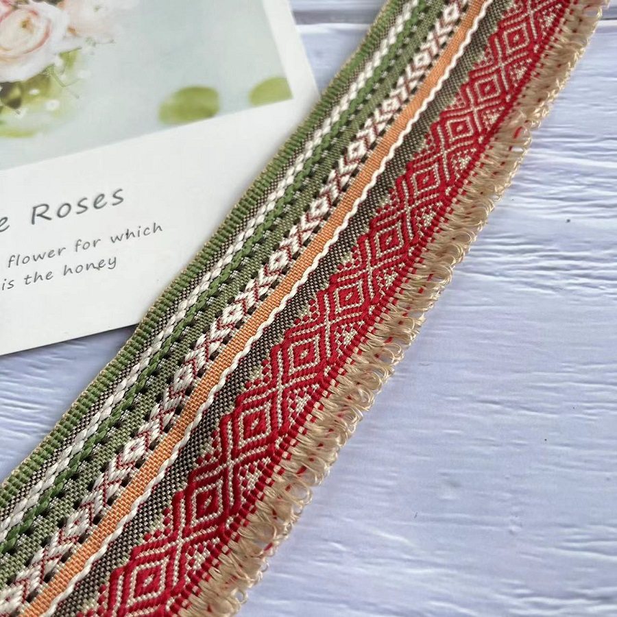 Ethnic lace jacquard ribbon retro tassel ethnic clothing accessories A- 1508 width 5CM