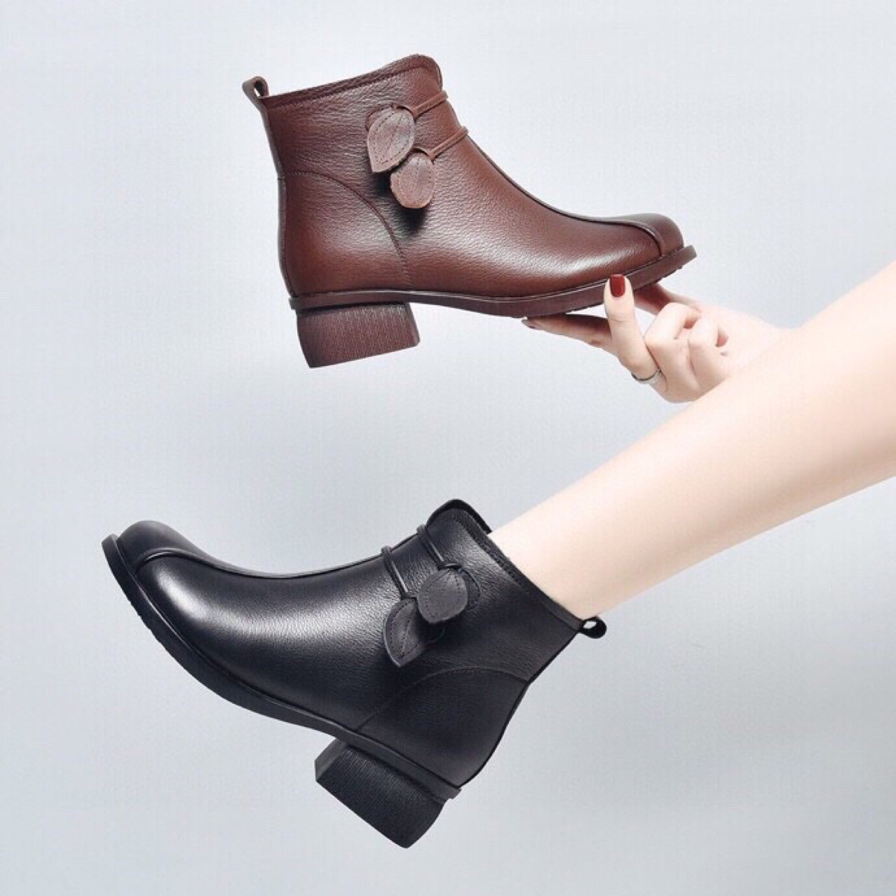 Mã D3750 Giá 1460K: Giày Boot Cổ Thấp Nữ Torehu Mũi Tròn Hàng Xuân Thu Đông Trung Niên Phục Cổ Cổ Điển Ma Sát Chống Trượt Giày Dép Nữ Chất Liệu Da Bò G04 Sản Phẩm Mới, (Miễn Phí Vận Chuyển Toàn Quốc).