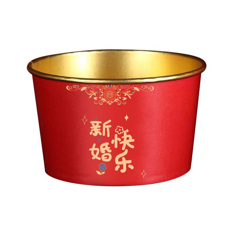 Disposable Tableware Set, Wedding Paper Bowl, Thickeneded Wedding Tableware, Paper Cup, Gold Foil Wedding Bowl, Wedding Supplies