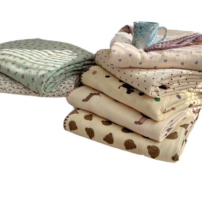 New Ins Style Korean Class a Cotton Crepe Multifunctional Blanket Summer Quilt Blanket Four Seasons Sofa Leisure Office Blanket