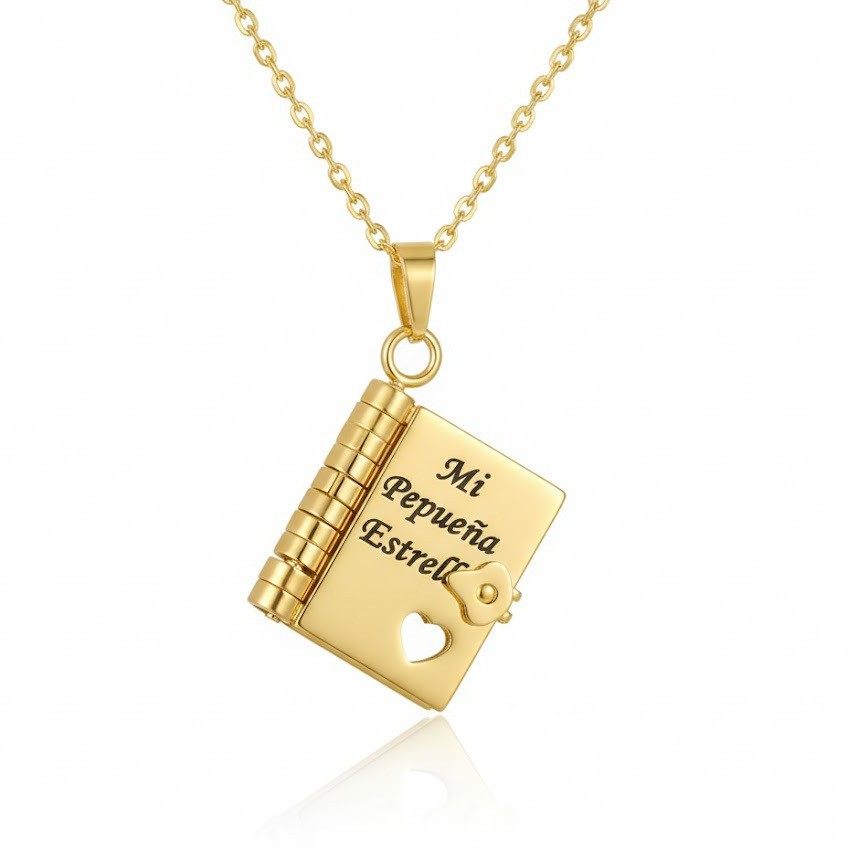 Cross-Border Daughter and Granddaughter Laser Engraved Book Necklace Can Open the Book Copywriting Book Titanium Steel Necklace Clavicle Chain