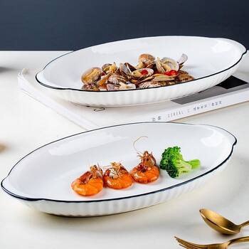 Double-Ear Ceramic Fish Plate Household 2024 New Steamed Fish Special Plate High-End Large Fish Basin Fish Bowl Fish Plate