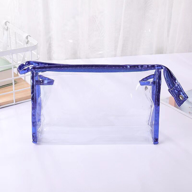 Convenient PVC Portable Waterproof Travel Transparent Cosmetic Bag Folding Toiletry Bag Large Capacity Storage