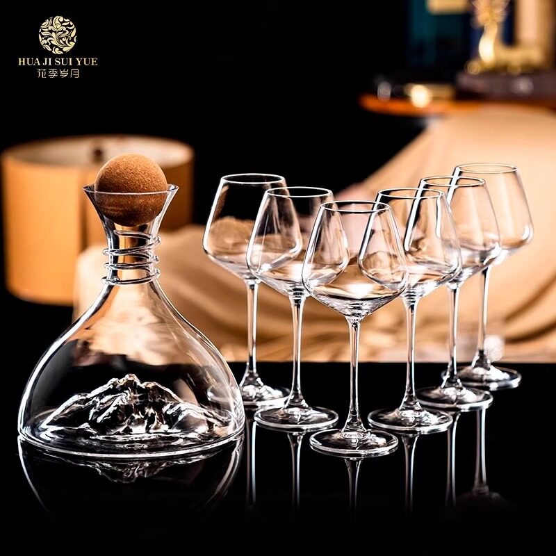European Style Light Luxury Iceberg Waterfall Fast Wine Decanter Household Crystal Glass Wine Filter Decanter