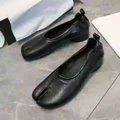 In-Stock Split-Toe Pig's Trotters Shoes for Women, New French Retro Style, Chunky Heel, Elastic, Niche Design, Horseshoe Shoes, Fashionable Single Shoes for Women