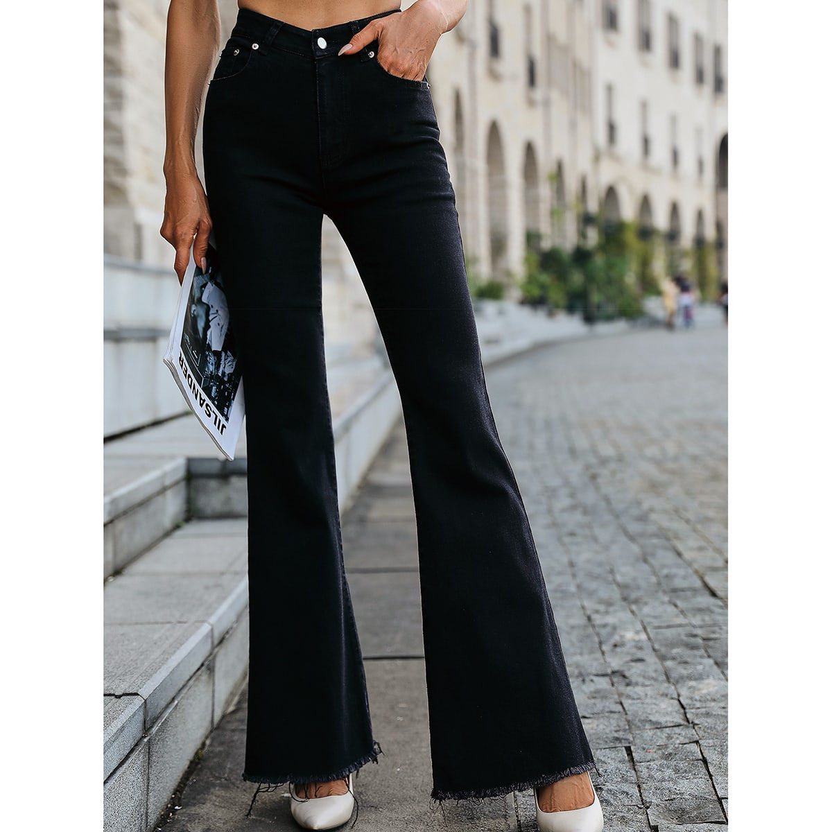 High Waisted Distressed Skinny Jeans Stretch Fabric Slim Fit Trendy Design Casual Wear Everyday Style Wholesale
