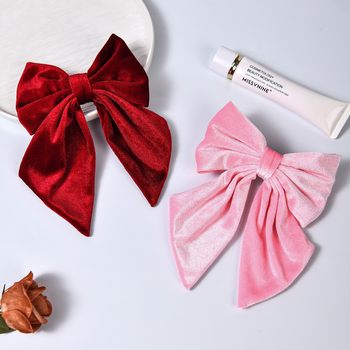 Cross-border Velvet Bow Hairpin Advanced Sense Solid Color Back Head Hairpin Ball Head Ponytail Clip Spring Clip Hair Accessories