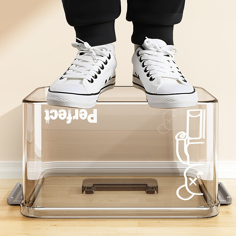 Transparent Portable Storage Box Moving Clothes Clothing Books Toy Snacks Plastic Thickened Finishing Storage Box