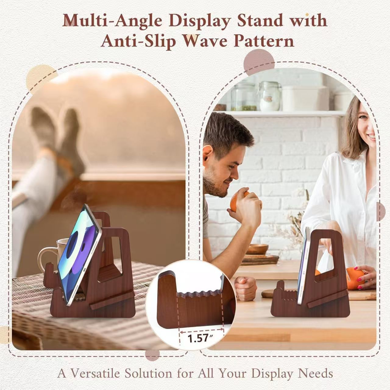 Wooden Display Stand Reading Stand Tablet Phone Placement Stand Vertical Record Storage Stand Retro Solid Wood Reading Stand