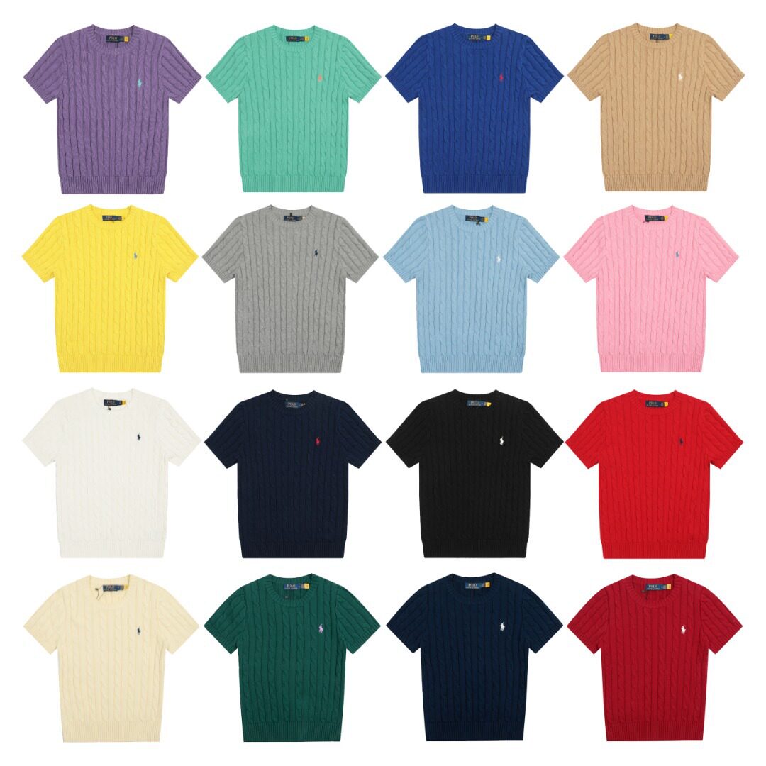 สแกนโค้ดได้ - เสื้อยืดแขนสั้น คอรอบ ปักโลโก้ Rl Ralph Lauren ใส่ลำลอง แมทช์ได้หลากหลาย ผ้าถักลายเชือก สำหรับคู่รัก ผู้หญิง