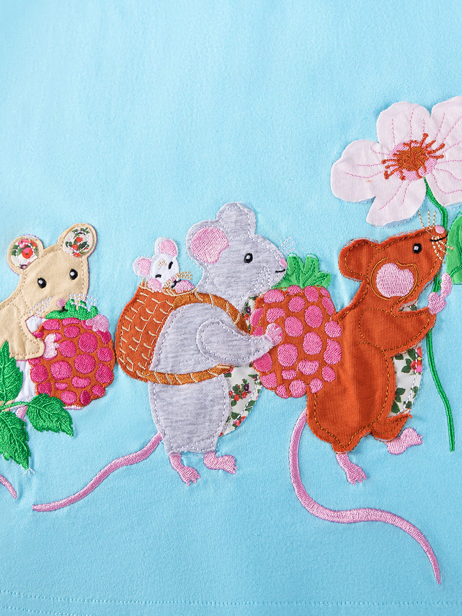 Girls' Cartoon Short-Sleeve Dress, Summer Cotton Kids' Dress