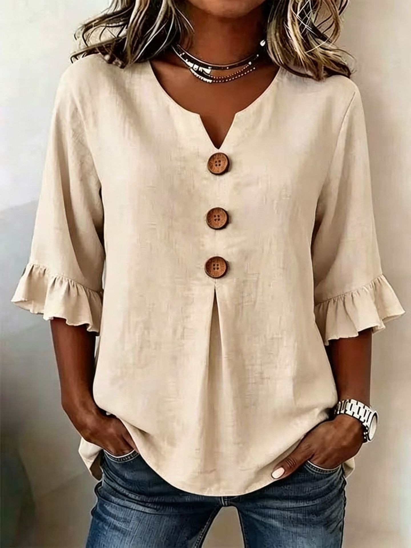 Womens V Neck Ruffle Sleeve Dress Comfortable Elegant Design Summer Casual Wear Wholesale Available