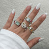 Europe and the United States cross-border jewelry lava geometric diamond gem ring suit ring personality liquid alloy smooth ring
