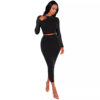 European and American cross-border foreign trade Amazon 2023 autumn and winter fashion suit tight waist sheath skirt mid-length skirt two-piece set
