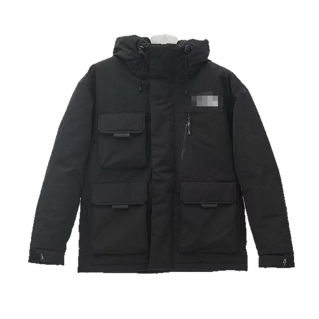 High-End New North Face Workwear down Jacket with Diagonal Zipper Pockets, Stand Collar, Couple's Same Style, Hooded Fashion Versatile Coat