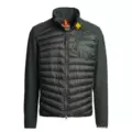 Patchwork hoodless military green down jacket