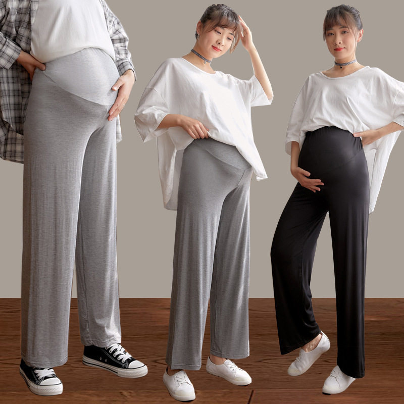 Pregnant Women's Wide-Leg Pants Plus Size Women's Spring & Fall Outer Wear Straight-Leg Draped Maternity Wide-Leg Pants Thin New Spring and Summer Maternity Wear