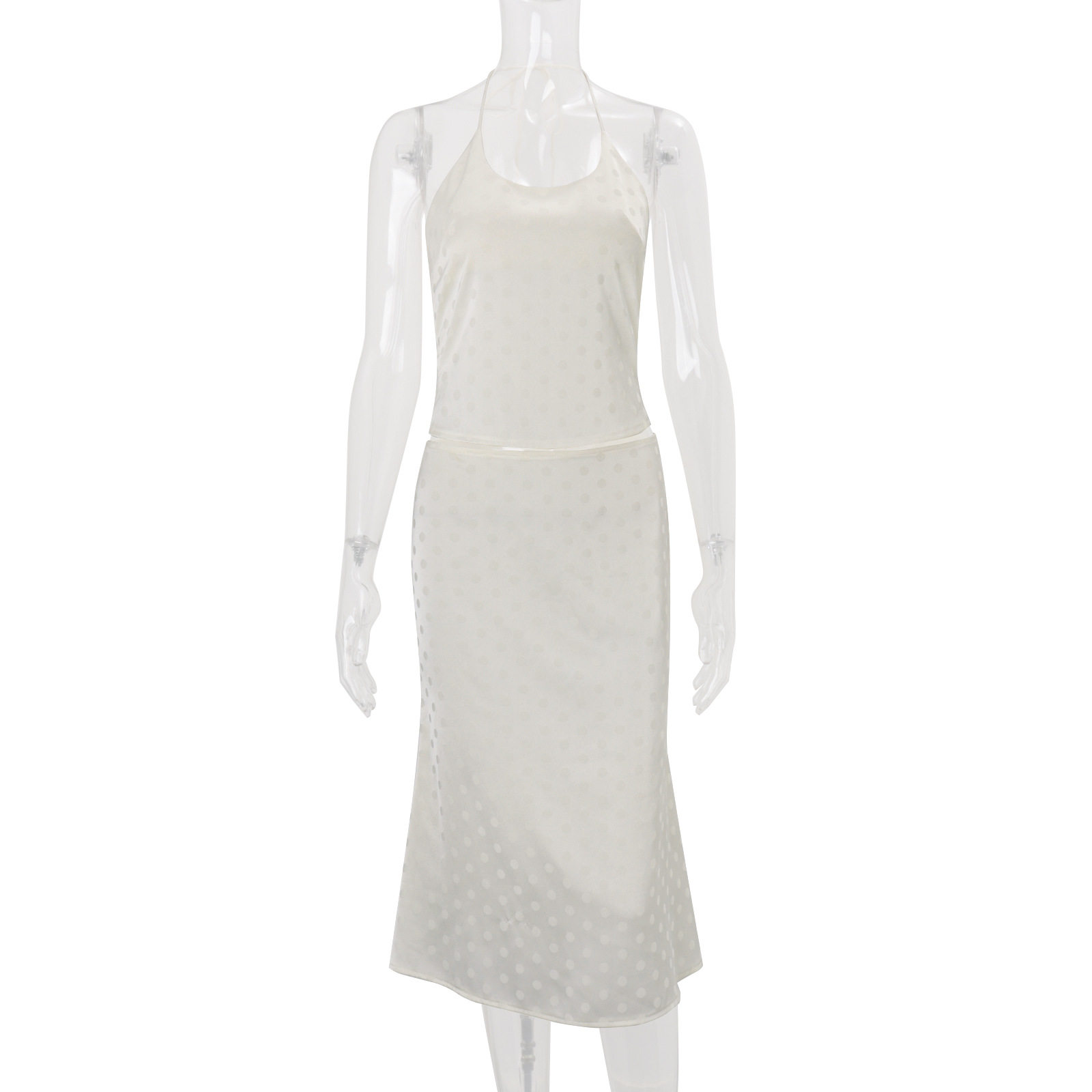 Womens Spring Set Sexy Backless U Neck Tank Top Elegant Solid Color Midi Skirt Casual or Evening Wear Wholesale