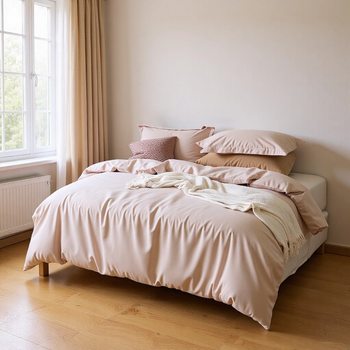 Scandinavian Style 100-Count Pure Cotton Brushed Four-Piece Set Pure Cotton Thickeneded Quilt Cover Bed Sheetss and Fitted Bed Sheetss Simple Dormitory Bedding 4