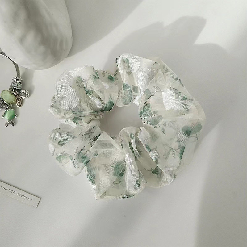 Elegant French Style Floral Mesh Large Intestine Hair Loop Women's Cute Ball Hair Rope Headdress Rubber Tendon Paytail Hair Rope