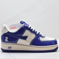 White and blue patent leather