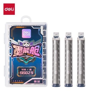 Deli Ss029 Ink Cartridge Easy-To-Clean Student Fountain Pen Ink Cartridge 3.4mm Children's Handwriting Practice Crystal Blue Ink Blue Black Ink